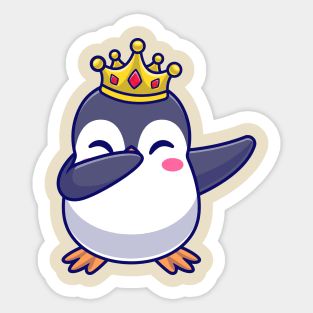Cute King Penguin Dabbing Cartoon Sticker